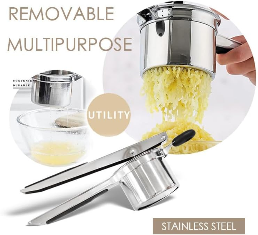 Stainless Steel Potato Ricer &ndash; Large Capacity with 4 Interchangeable Discs for Smooth Mashed Potatoes, Vegetables, Fruits, Baby Food &ndash; Durable, Rust-Resistant, Easy Clean Kitchen Tool