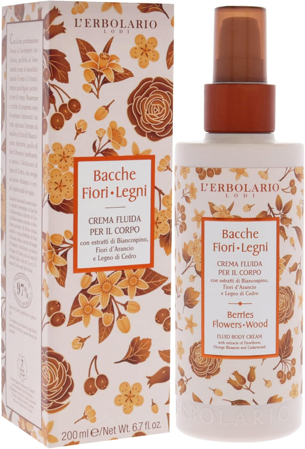 Lerbolario Berries Flowers Wood Fluid Body Cream for Unisex 6.7 Oz Body Cream