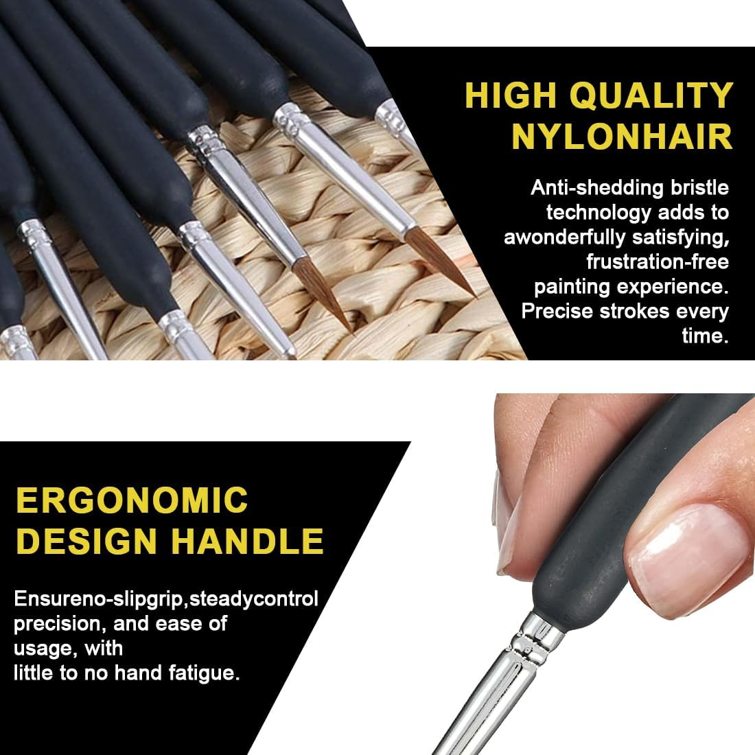 Nail Brushes, Pack of 10 Brushes for Gel Nails, Nail Design Accessories, Nail Art Brush Set, Nail Art Brush, Nail Design Gel Brush, Dotting Painting Line Pen for Nail Polish, Gel, Acrylic Nail Brush image number 2