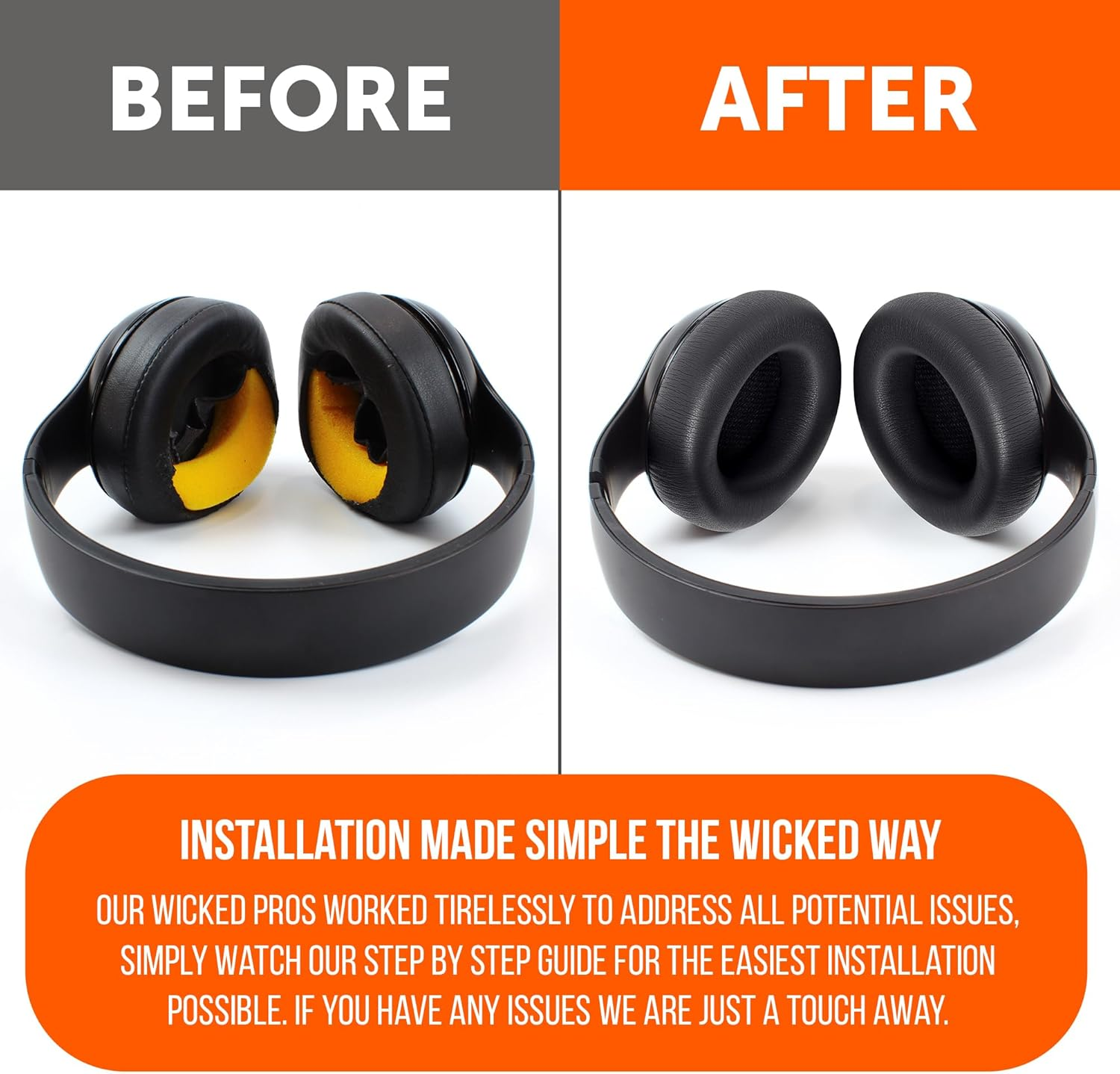 WC Padz Studio Pro - Extra Thick Earpads for Beats Studio PRO Made by Wicked Cushions | Upgraded PU Leather, Larger Ear Opening, Enhanced Foam | Black image number 5