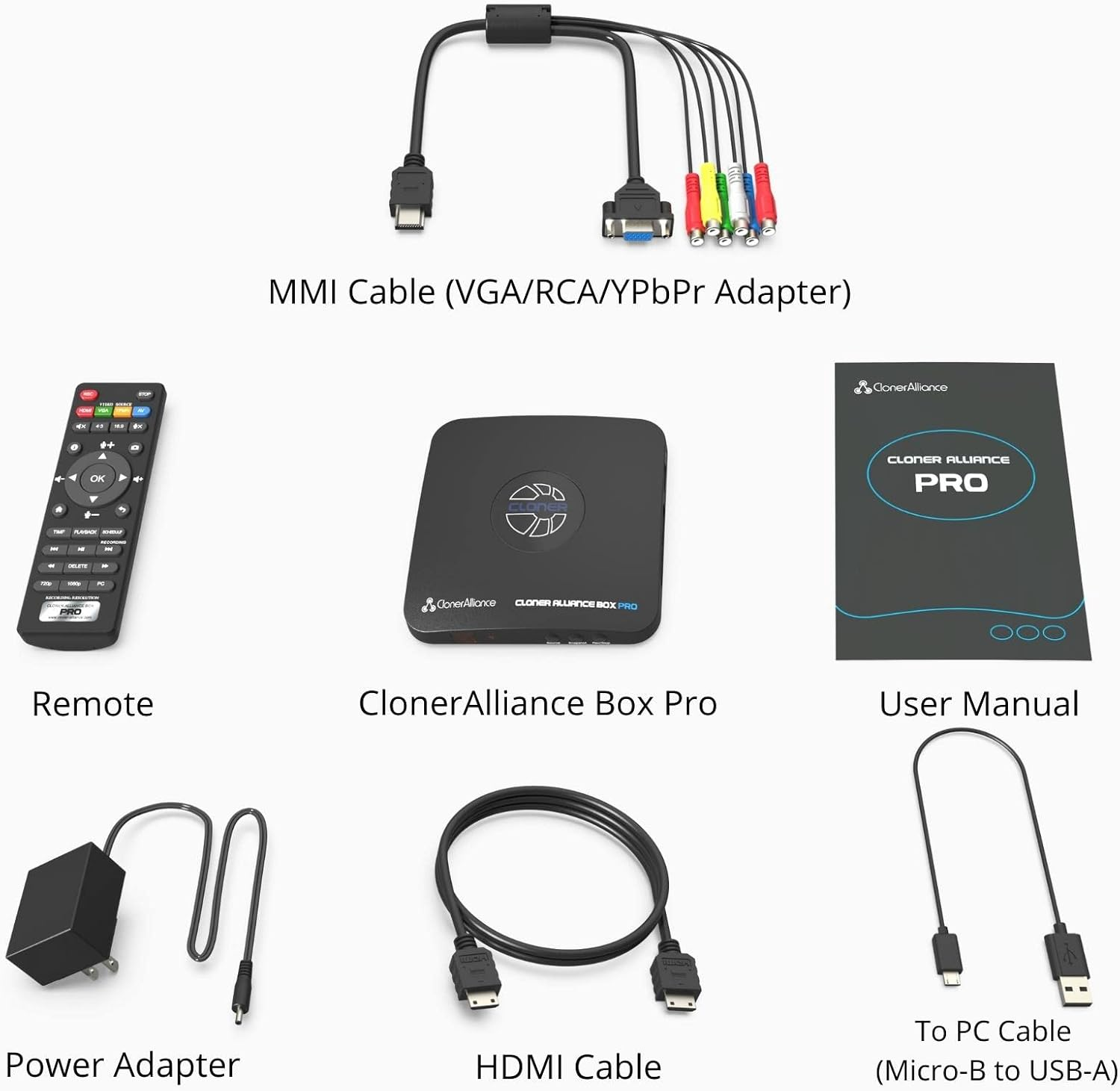 Cloneralliance Box Pro, 1080P@60Fps Video Recorder, DVR with HDMI Capture, Playback on TV. Rca/Ypbpr/Vga to Digital Converter. No PC Required. Supports PVR/OTA.