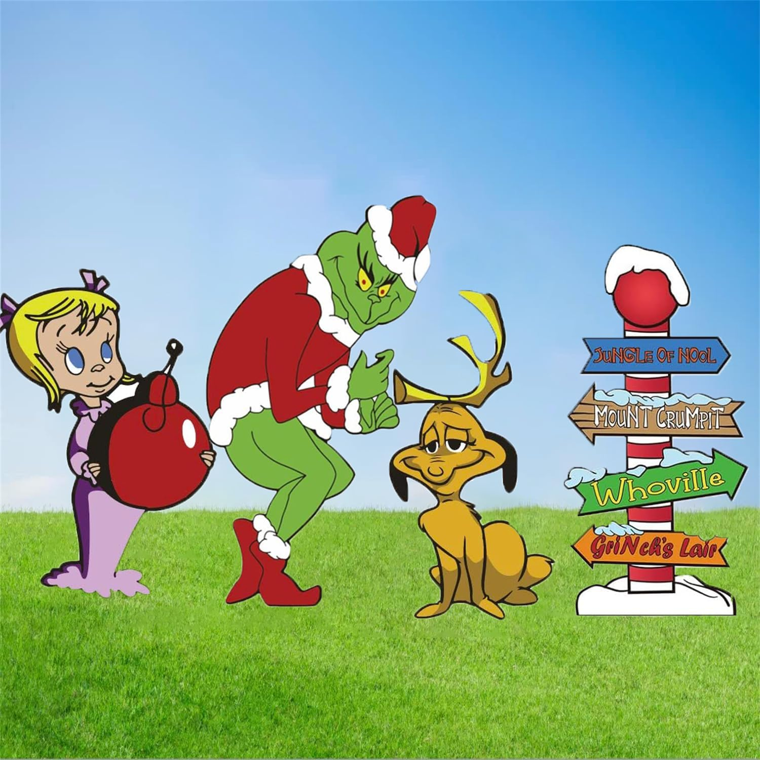 Christmas Yard Signs Stakes Outdoor, 4PCS Large Xmas Decorations Signs for Holiday Christmas Lawn Garden Pathway Decorations image number 2