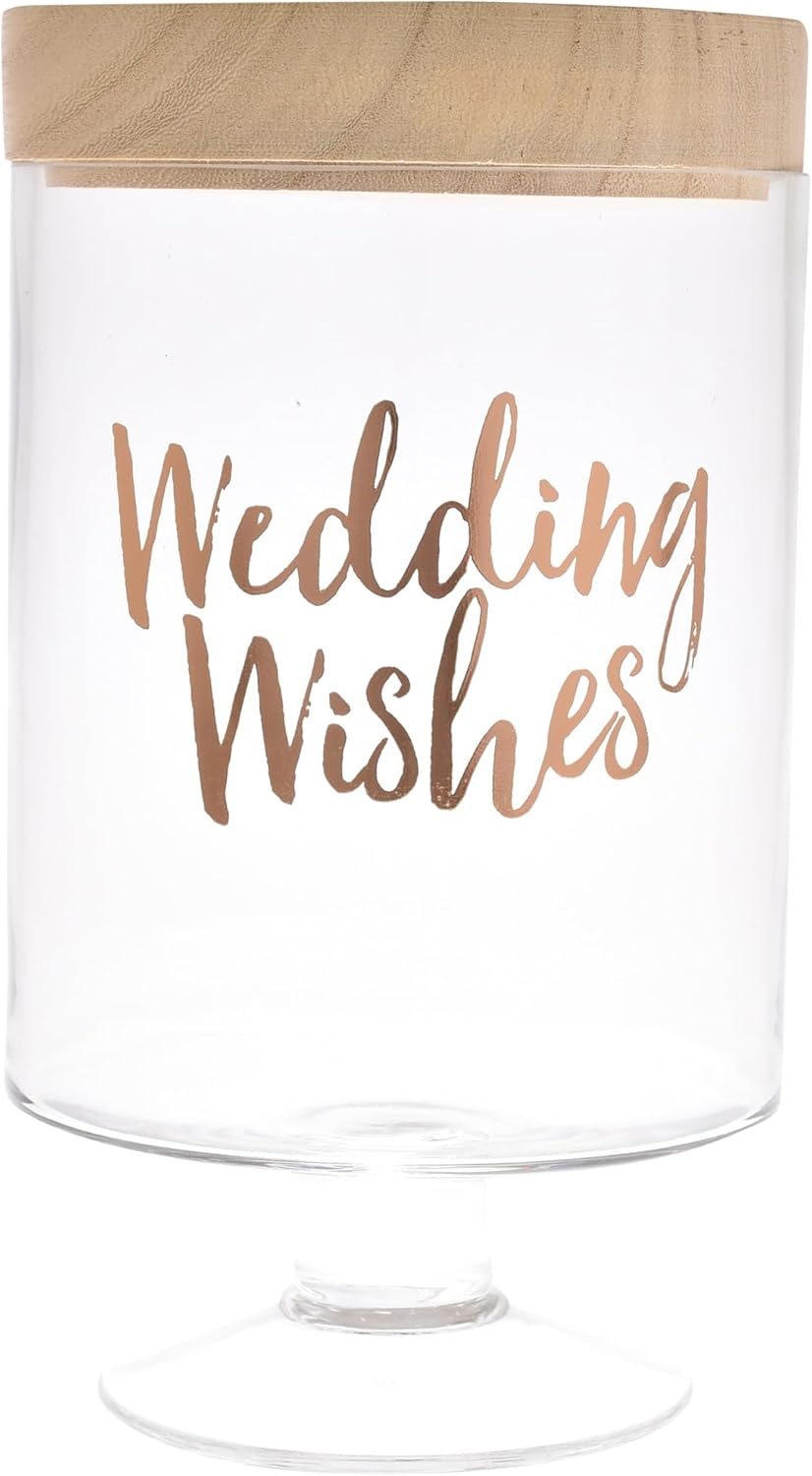 Gibson Gifts Wedding Wishes Glass Jar with Wooden Lid & 250 Cards &ndash; Guestbook Alternative & Unique Keepsake for Weddings image number 5