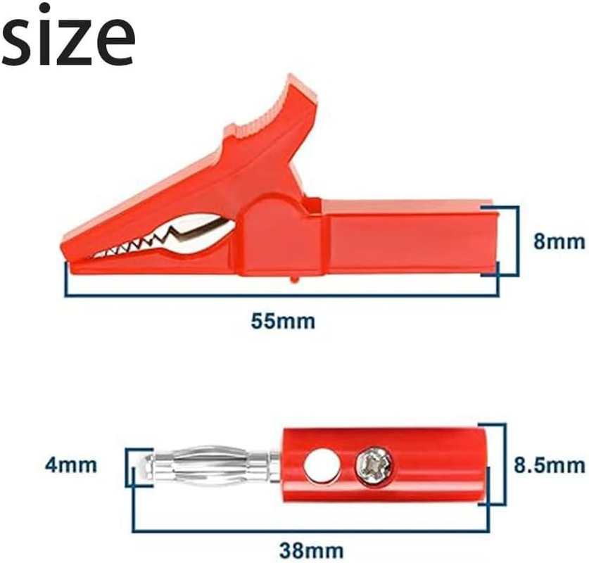 5 Colors Alligator Clips Test Clamp Full Shroud Insulatedwith 4Mm Banana Plugs Automotive Car Battery Alligator Clips Electrical Test Clips for Multimeter Test Leads, Pure Copper and PVC Material image number 3