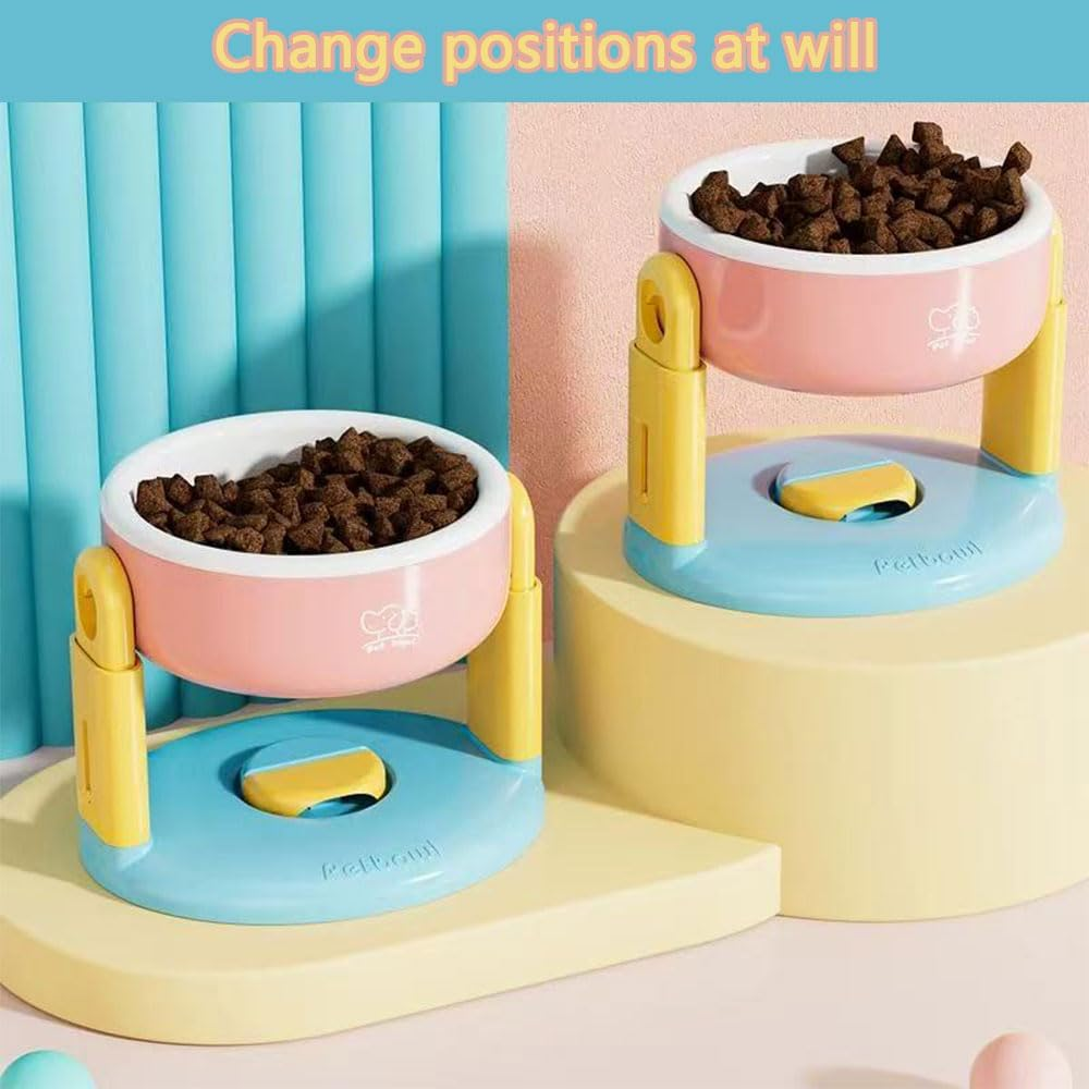 Elevated Cat Bowl &ndash; Adjustable Tilted Pet Feeder with Suction Base, Anti-Vomiting Design for Neck Protection, Raised Food & Water Bowl for Cats and Small Dogs image number 2