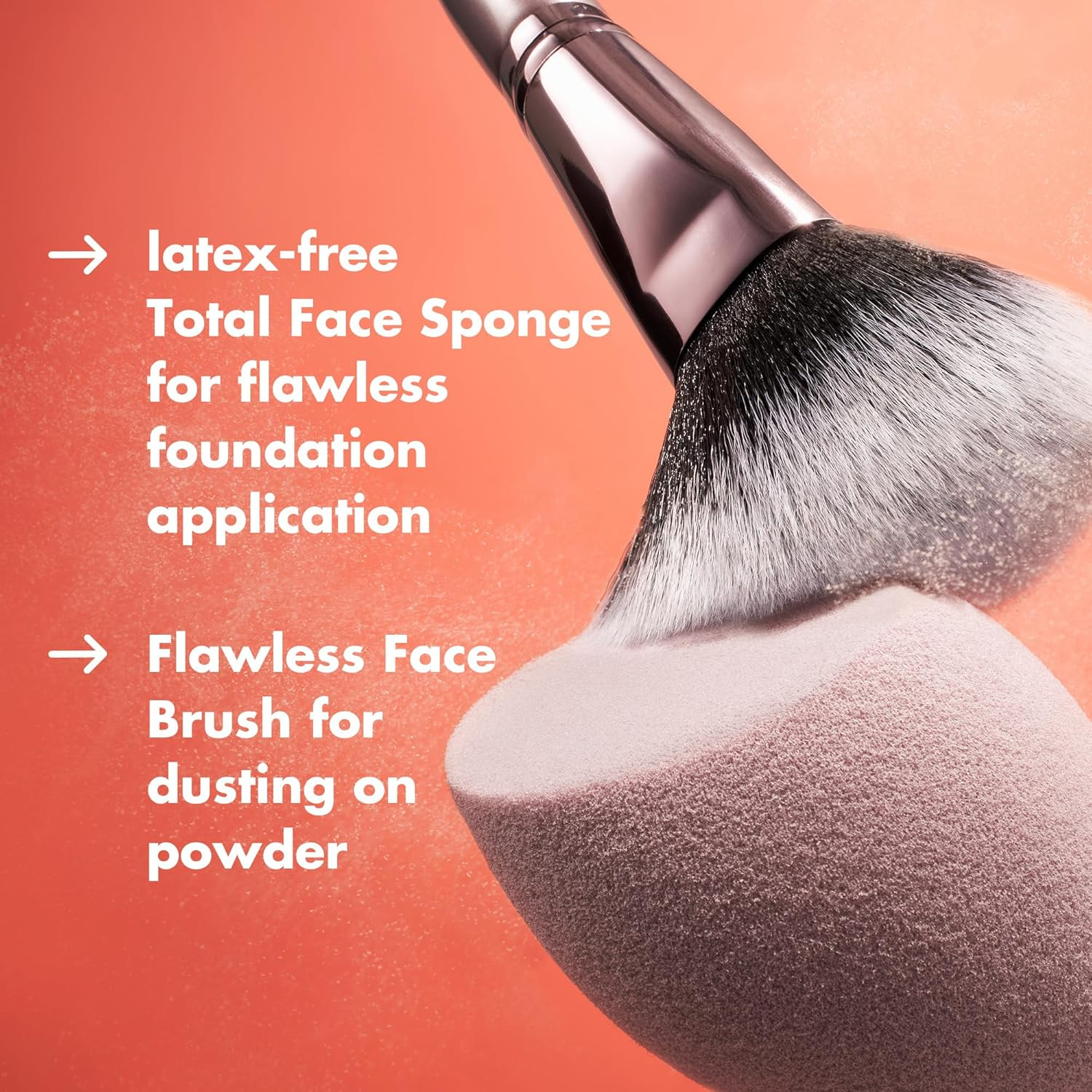 E.L.F. Cosmetics Complexion Brush & Sponge Duo, 2-Step Face Sponge & Makeup Brush Kit for Creating a Flawless Complexion, Great for Liquid Foundation image number 1