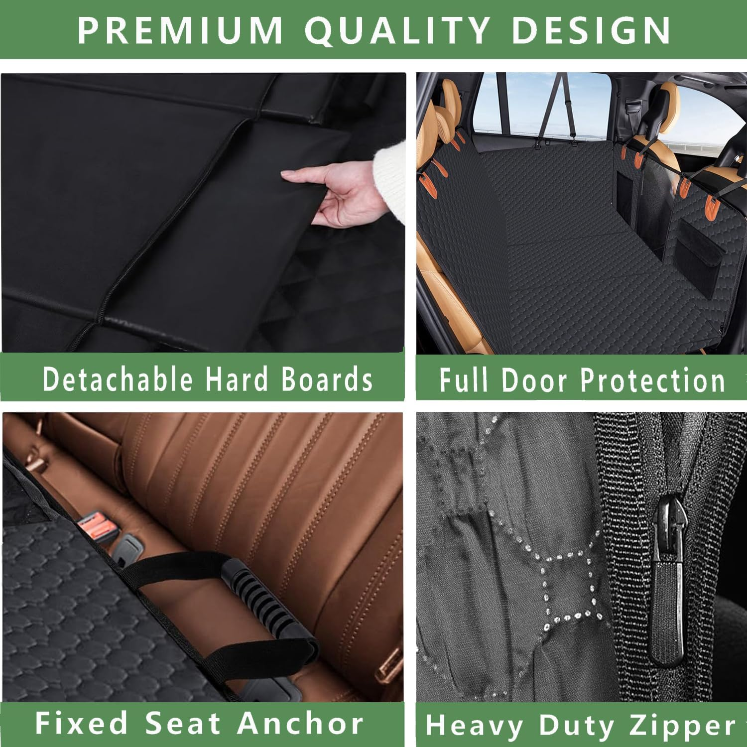 Dog Car Seat Cover, Hard Bottom Dog Seat Cover,Large Space Back Seat Extender for Dogs, Waterproof Pet Seat Cover Dog Hammock with Mesh Window for Cars, Suvs, Trucks image number 2