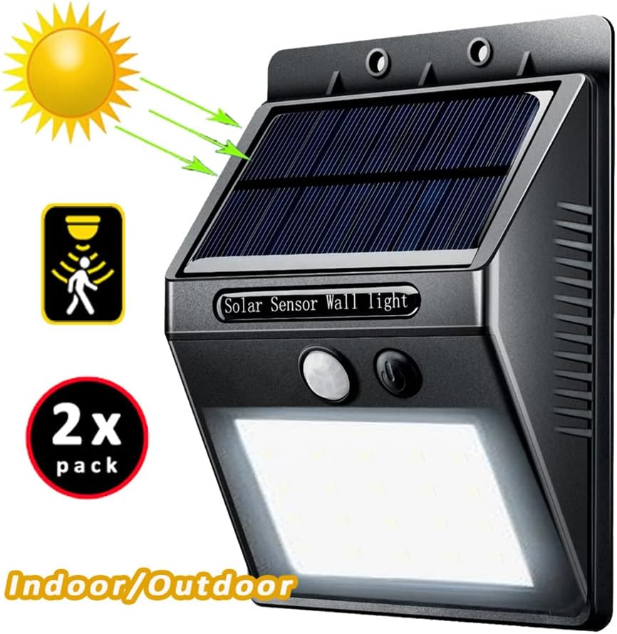 2X Sansai Wall Motion Sensor Solar Rechargeable LED Indoor/Outdoor/Garden Lights image number 2