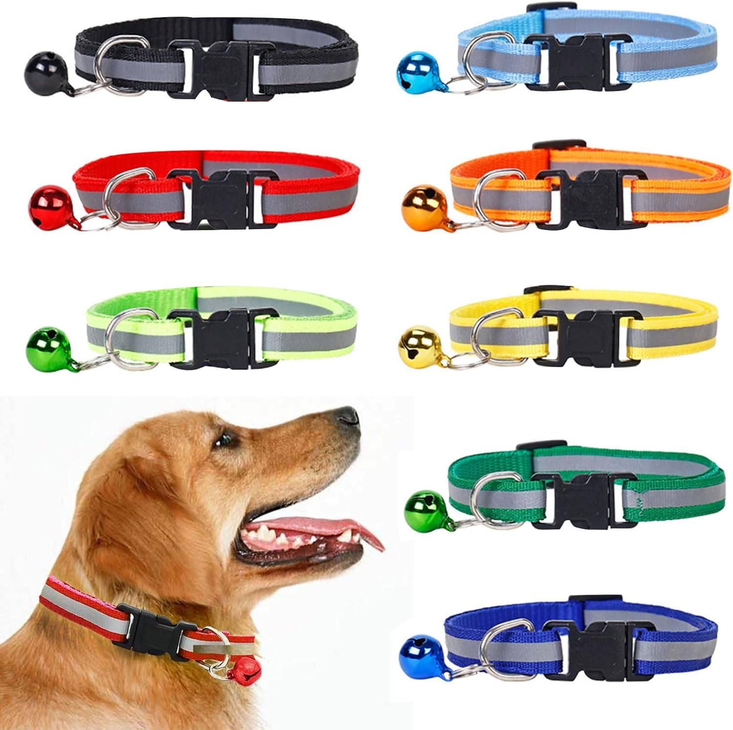 Reflective Cat Collar, 8 Pieces, Adjustable Cat Collars, Reflective Cat Collar, Collar Cat with Safety Clasp, Adjustable Kitten Collar, Reflective Collar image number 3