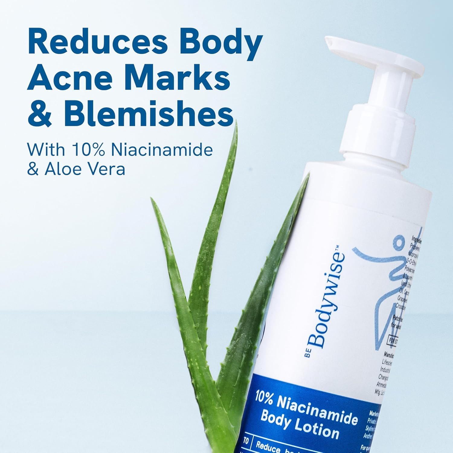 Be Bodywise 10% Niacinamide Brightening Body Lotion 200Ml | 48Hr Moisturization | Aloe Vera Extract & Almond Oil | Repairs Skin Barrier, Reduces Acne Marks & Nourishes | for All Skin Types
