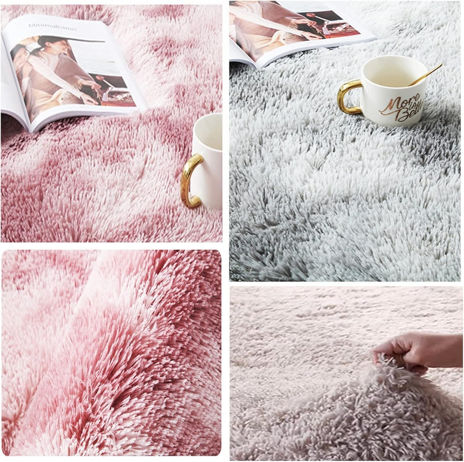 Large Area Rugs for Living Room Bedroom, Fluffy Soft Plush Carpet, Tie-Dyed Floor Gray Rug for Girls Kids Nursery Room Home Decor (White Gray, 160&times;200Cm) image number 6