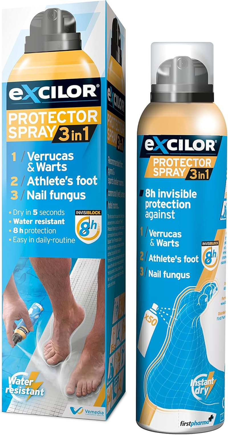 Excilor 3-In-1 Protector Spray - Anti-Fungal Nail Treatment - Water Resistant - Nail Fungus Treatment and Warts Treatment, for External Use Only &ndash; 100Ml
