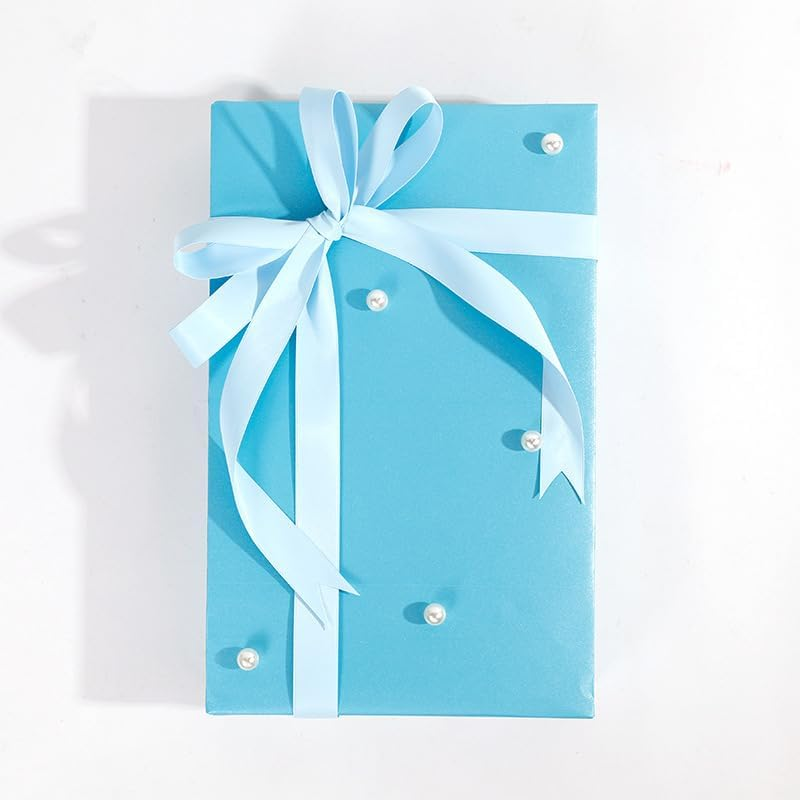 Matte Wrapping Paper,Solid Color Pearly-Lustre Paper,Gift Wrapping Paper,Perfect for Wedding,Valentine'S Day,Birthday, Christmas,Baby Shower,Diy Bouquet 43Cm X10M (Blue)