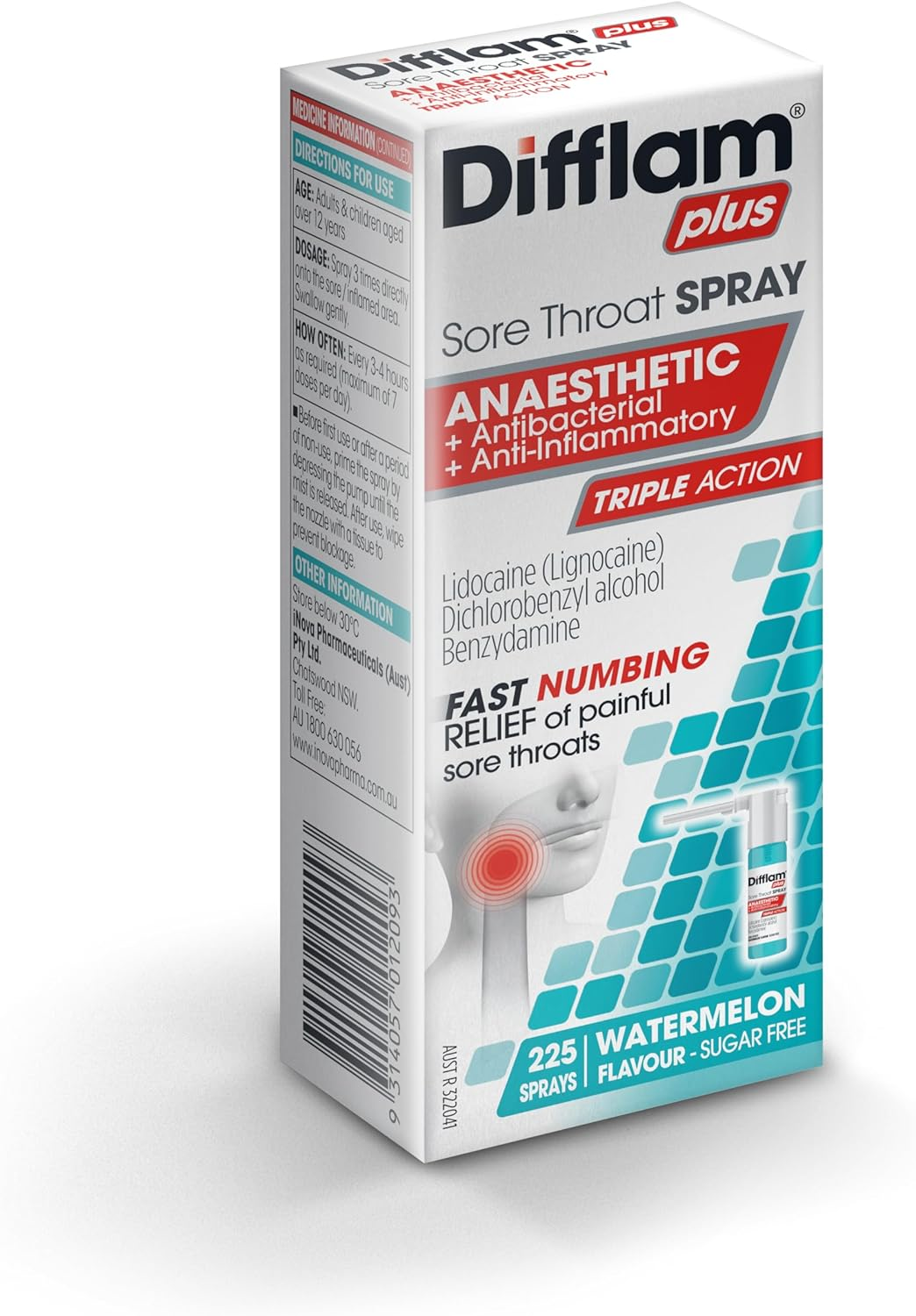 Difflam plus Sore Throat Spray 30 Ml, Watermelon image number 2