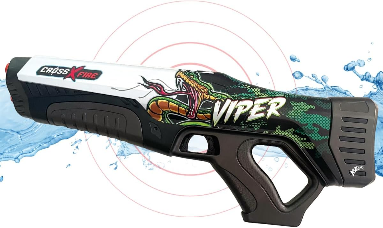 Kazaang Crossxfire Aquaz Viper - Electric Water Gun with 10M Range and Rechargable Battery - 6000 Water Bullets per Charge - 23S Quick Auto-Reload - Includes Goggles and Charger - Suitable for 8+ image number 4