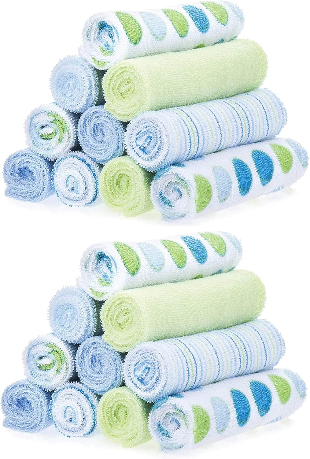 Spasilk Washcloth Wipes Set for Newborn Boys and Girls, Soft Terry Washcloth Set, Pack of 20, White