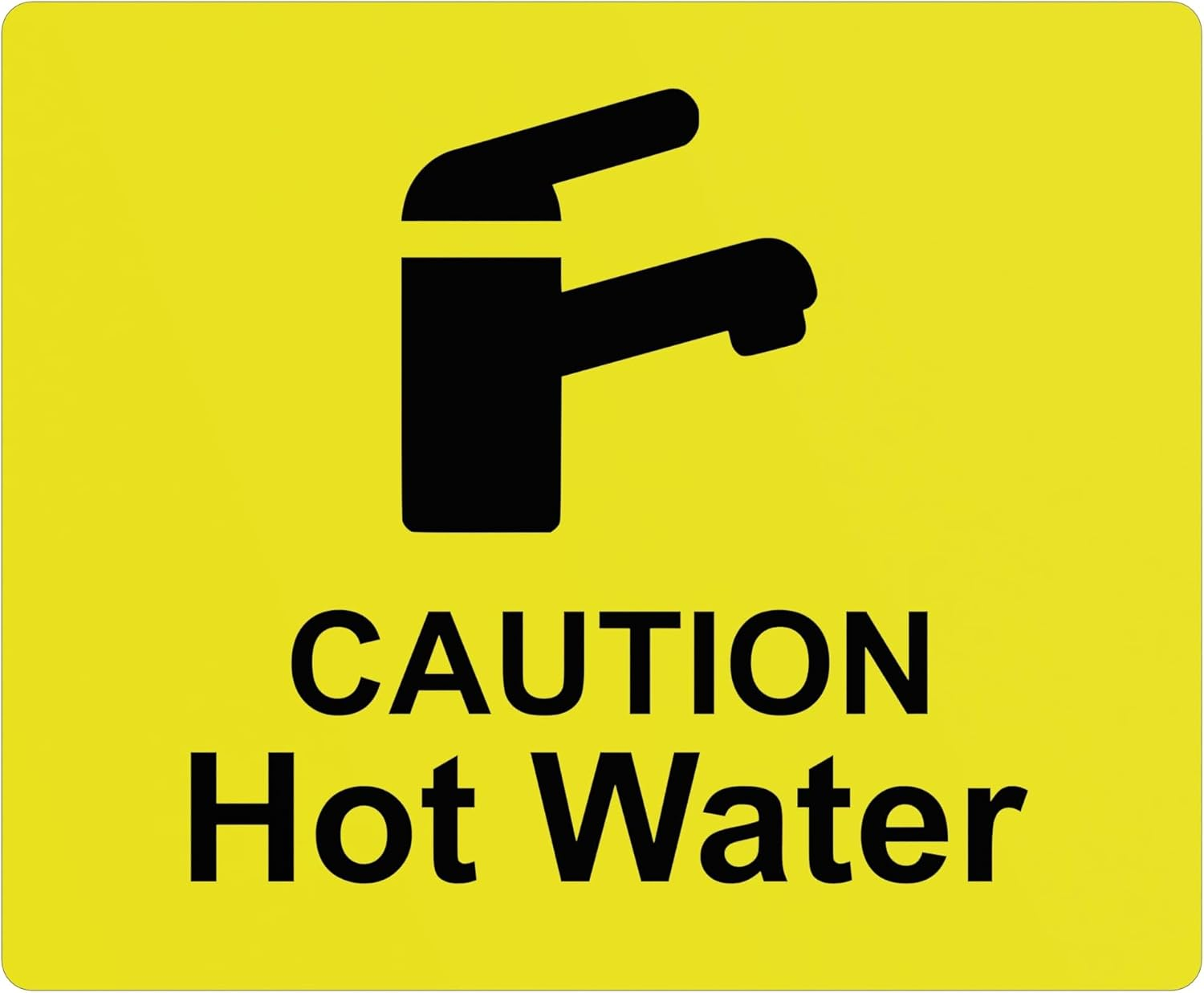 Caution Hot Water Tap Sink Sign Adhesive Sticker Notice, High Visibility Yellow Engraved Black with Universal Icon Symbol and Text (Size 12Cm X 10Cm) image number 3
