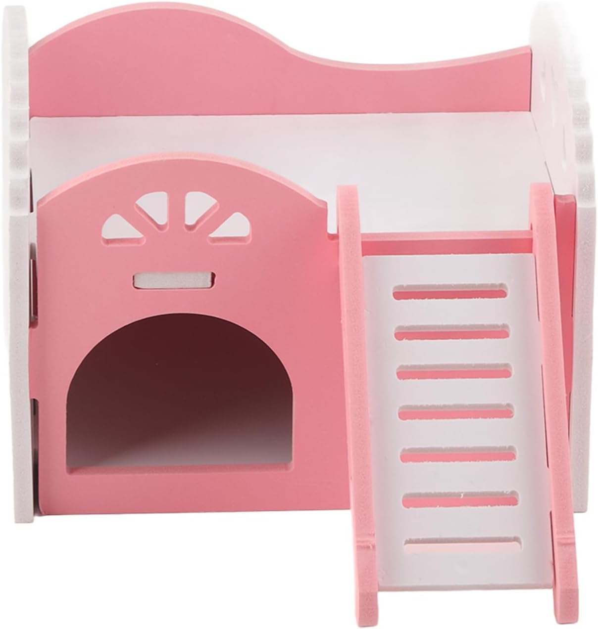 2-Layer Wooden Pet Castle House, 15X11X11Cm, Small Animal Sleeping Nest with Stairs, Waterproof Hamster Hideout for Guinea Pig, Chinchilla, Gerbil image number 3