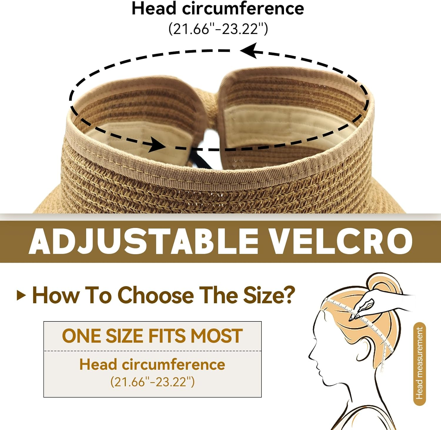 XMMAXFLOW Sun Hats for Women Beach Hats Wide Brim Straw Sun Visors Ponytail Hat Summer Packable Foldable Travel image number 2