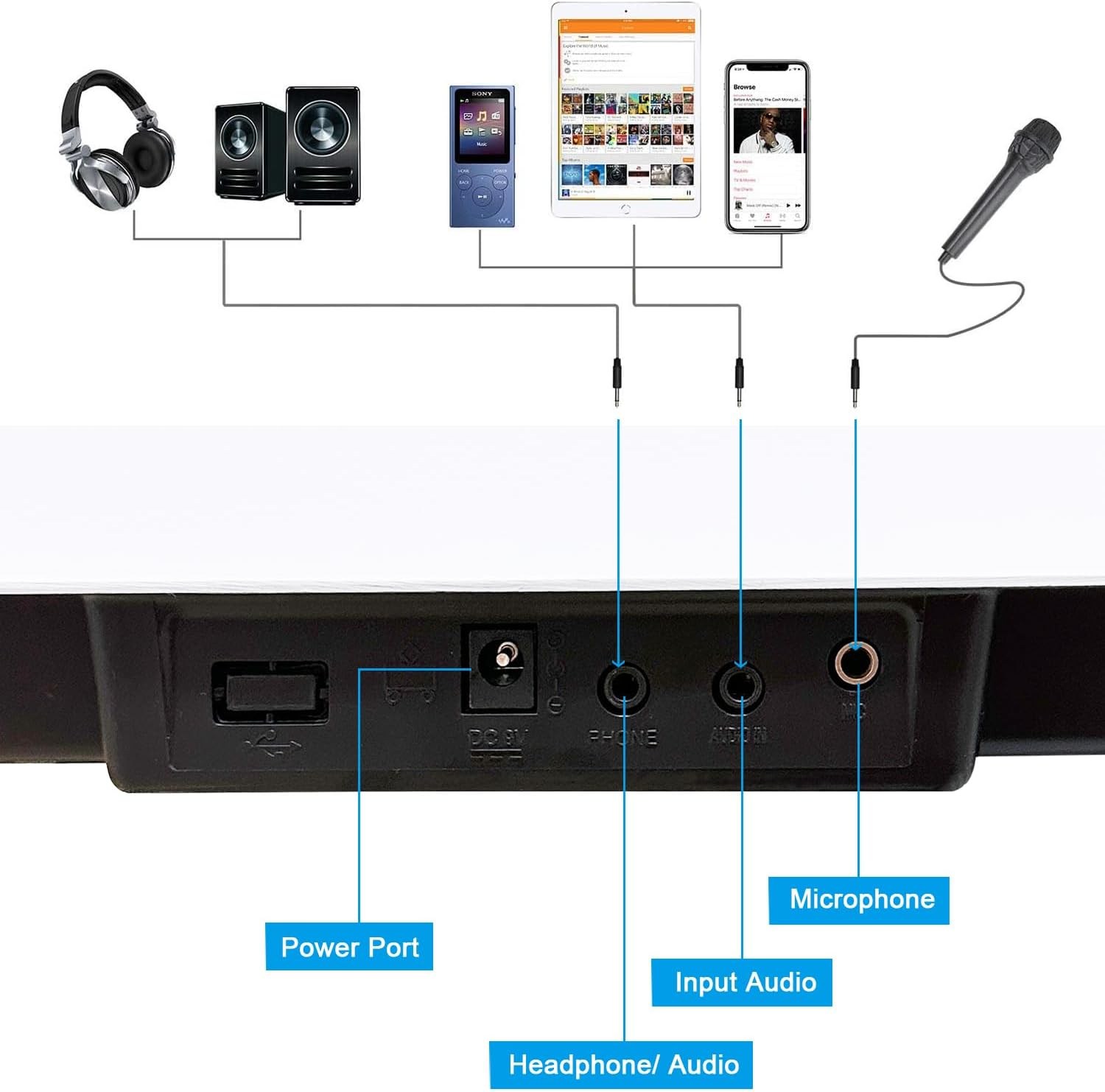 Funtaki 61 Key Electric Piano Keyboard with Lighted Keys, Digital Portable Synthesizer Keyboards with Stand, Mini Music Keyboard Pianos for Beginners Kids Adults, White image number 1