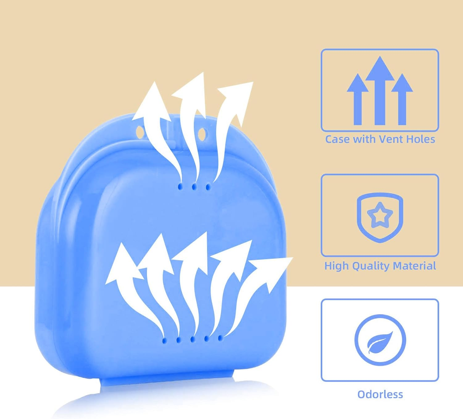 Annhua Retainer Case with Vent Holes - Mouthguard Container for Travel, Slim Dental Storage Box for Aligners, Night Guard - Easy to Open, Blue image number 3