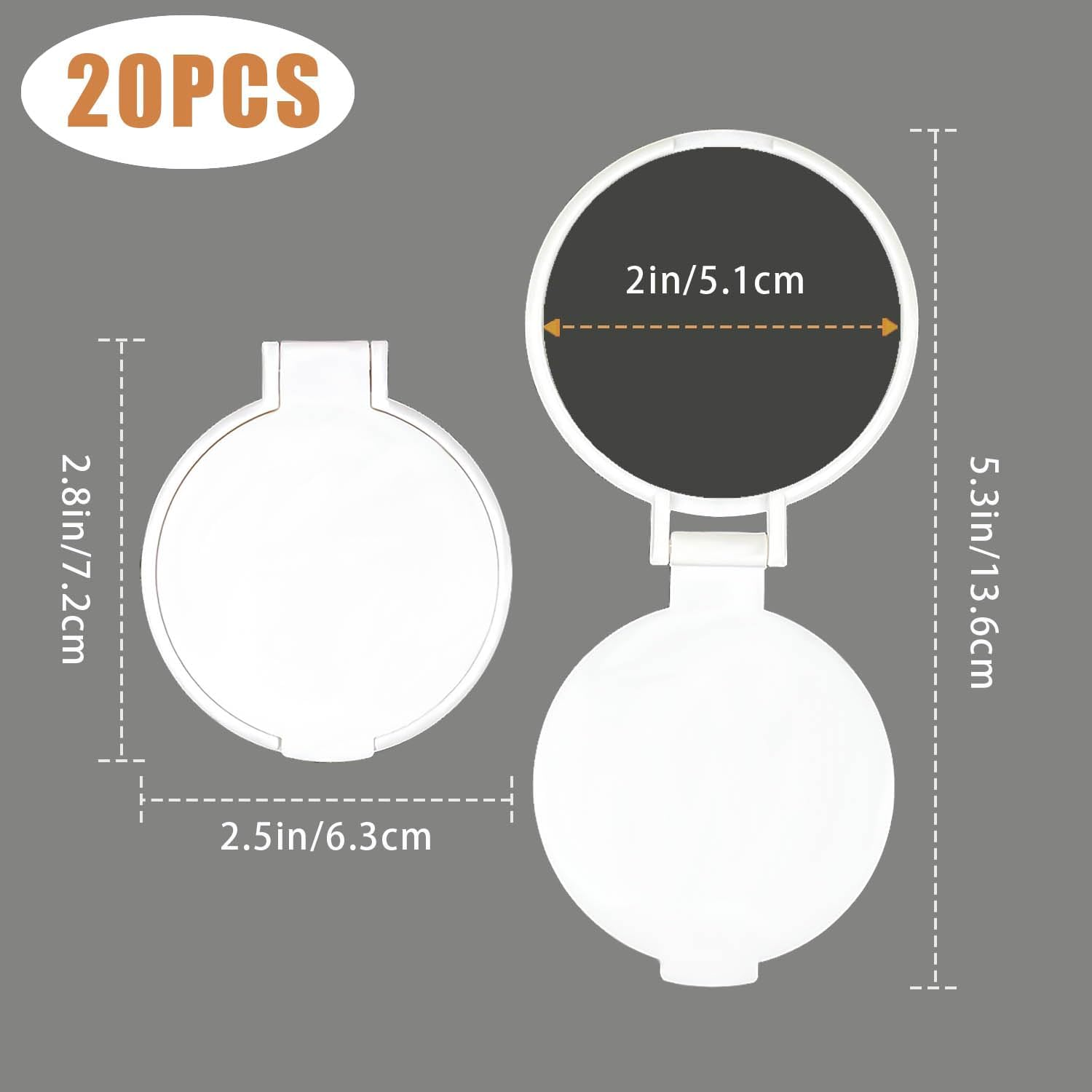 Tenalleys Mini round Folding Mirror Portable Pocket Mirror Makeup Mirror for Purse Travel Makeup Mirror for Women Girls Daily Use (20 Pcs White) image number 5