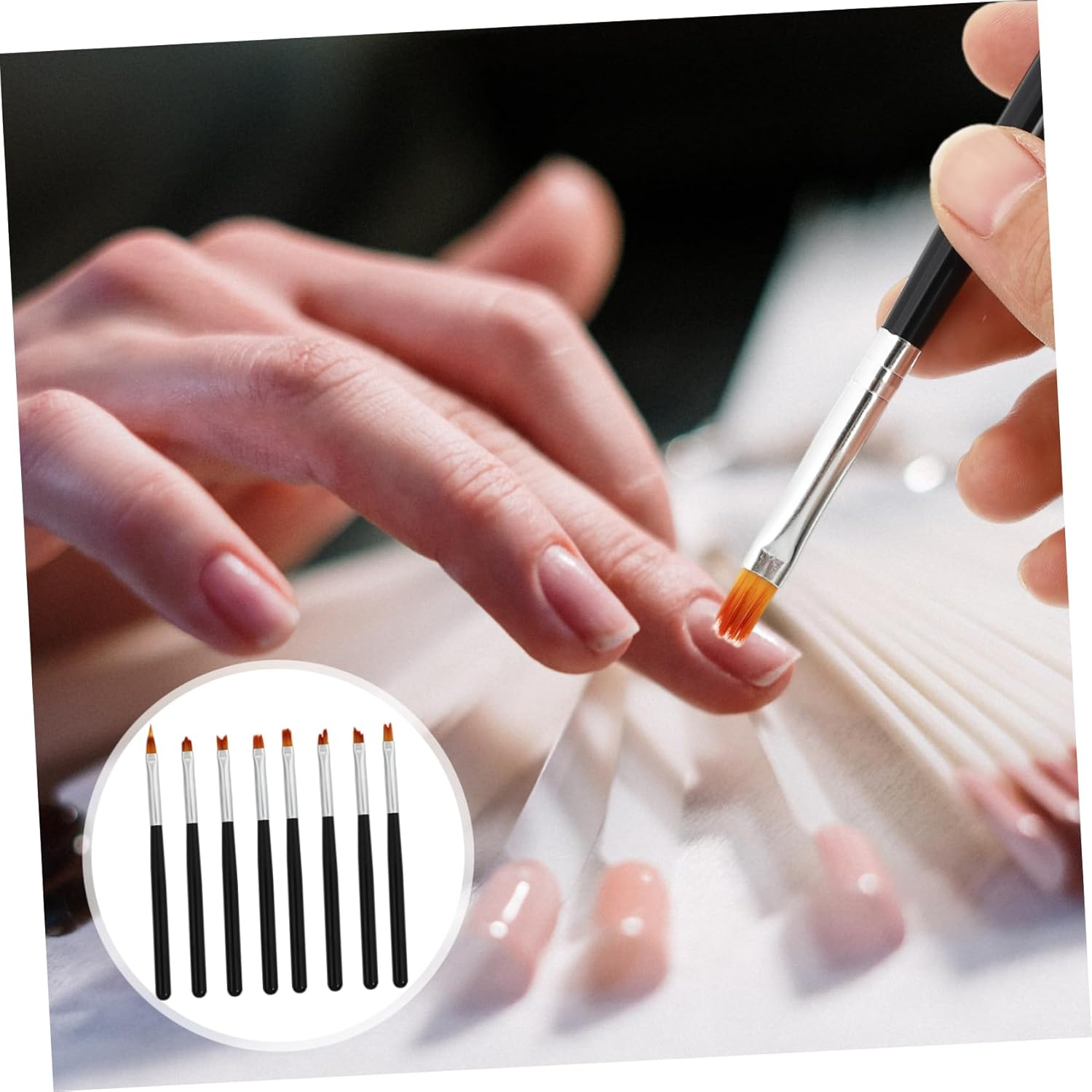 PLAFOPE 8Pcs Manicure Set Nail Art Brushes Nail Art Pen Painting Tool for Diy and Salon - Pink image number 5