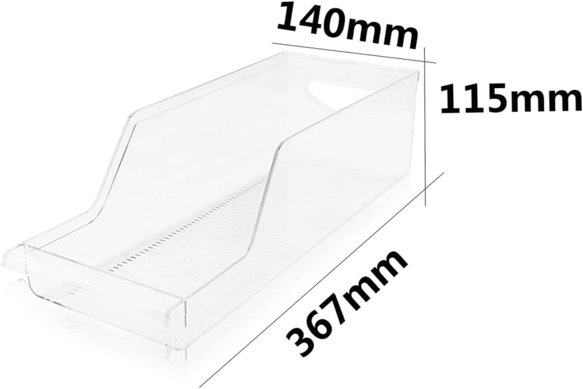 ULTECHNOVO Clear Stackable Refrigerator Beverage Can Dispenser Rack Food Grade PP Fridge Holder for Kitchen Pantry Storage Organiser Space-Saving Drink Storage Box for Eggs and Vegetables