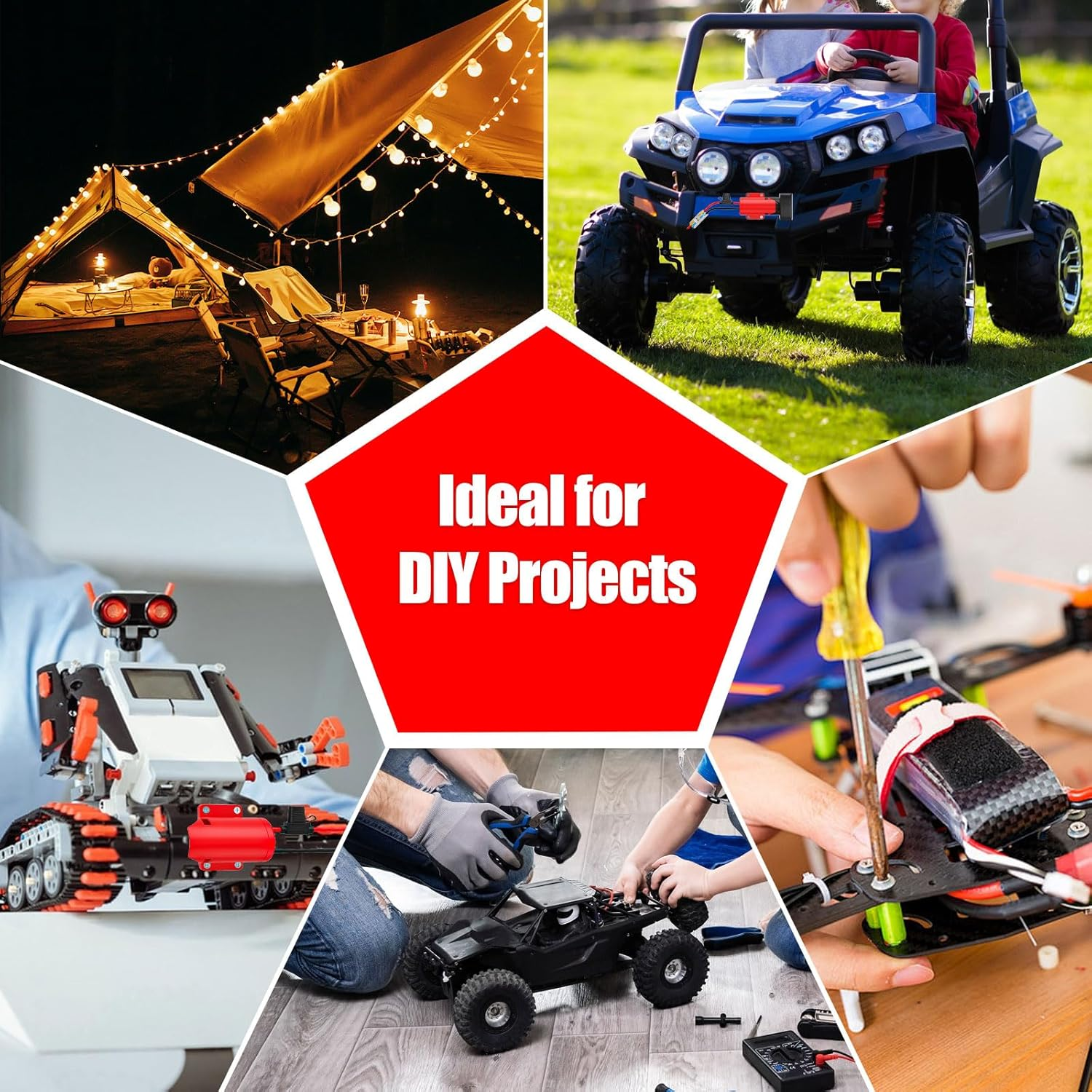 Power Wheel Adapter for Milwaukee M12 12V Battery with Fuse & Wire Terminals, Power Connector 14 Gauge Robotic for Rc Car, Robotics, Rc Truck,Diy Use, Work for Milwaukee M12 48-11-2420 48-11-2411 image number 2