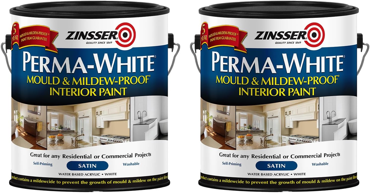 Zinsser Perma White Interior Paint, Satin White, 3.72 Litre