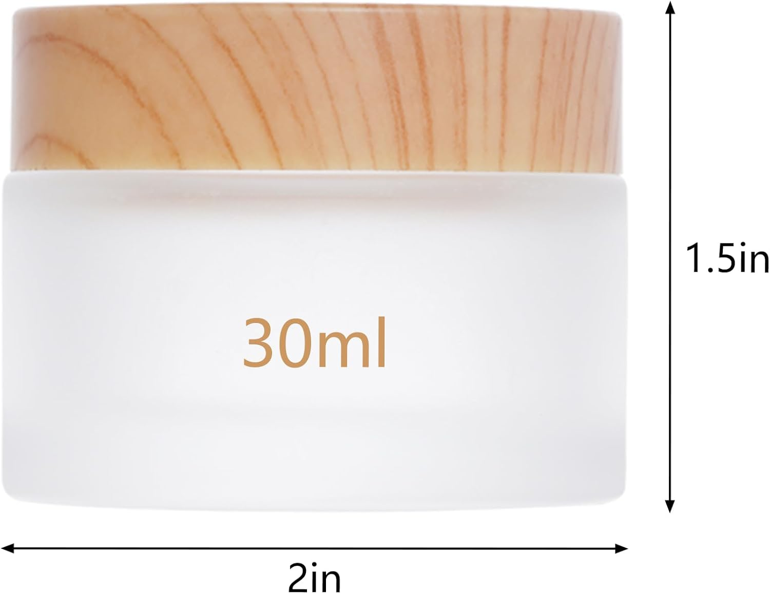 6Pcs Glass Cosmetic Containers with Wood Grain Lid Refillable Cosmetic Jar Frosted Glass Cream Container with Leak-Proof Lid Empty Makeup Jar for Lotions,Creams,Scrub Cream,Home,Travel(30Ml) image number 5
