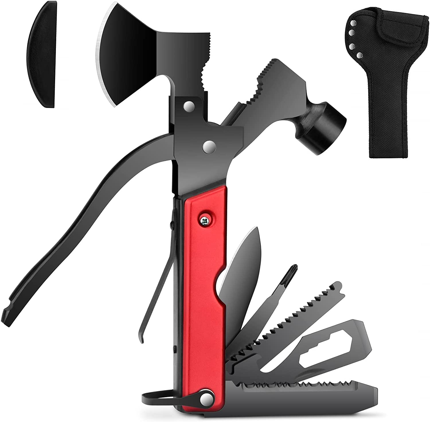 Camping Accessories Multitool - 16 in 1 Survival Knife Gear Axe Hammer Multi Tool, Gifts for Men Dad Husband Boyfriend Fathers Day Birthday Christmas, Cool Gadgets for Hunting Hiking Durable Sheath image number 3