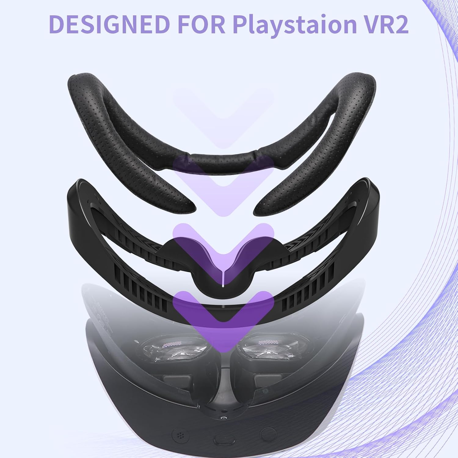VR Face Pad for Playstation VR2, Breathable Holes Leather Protective VR Accessories VR Face Cover Cushion Replacement Fitness Facial Interface Bracket Compatible with PS VR2 image number 5
