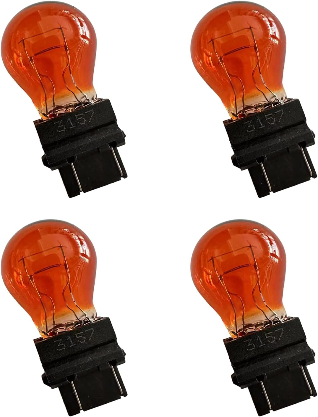 3157 Car Halogen Light Bulb, 12V P27-7W 3000K Automotive Brake/Reverse/Tail/Turn Signal/Side Marker Light Replacement Bulbs, Universal Long-Life Miniature Bulb for Cars Trucks Suvs (Amber)