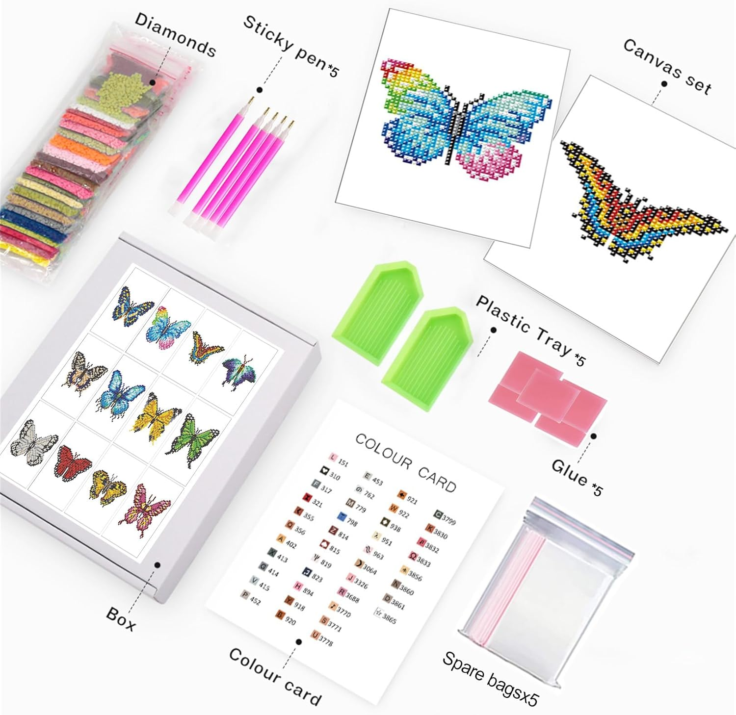 Haocy 12Pcs Small Flower Diamond Art Kits for Adults,Mini Flowers Diamond Painting Kits Quick Gem Art for Beginner,1-Hour Postcard-Style,Paint by Diamond Mosaic,Home Wall Decor (Butterfly) - Bird image number 4