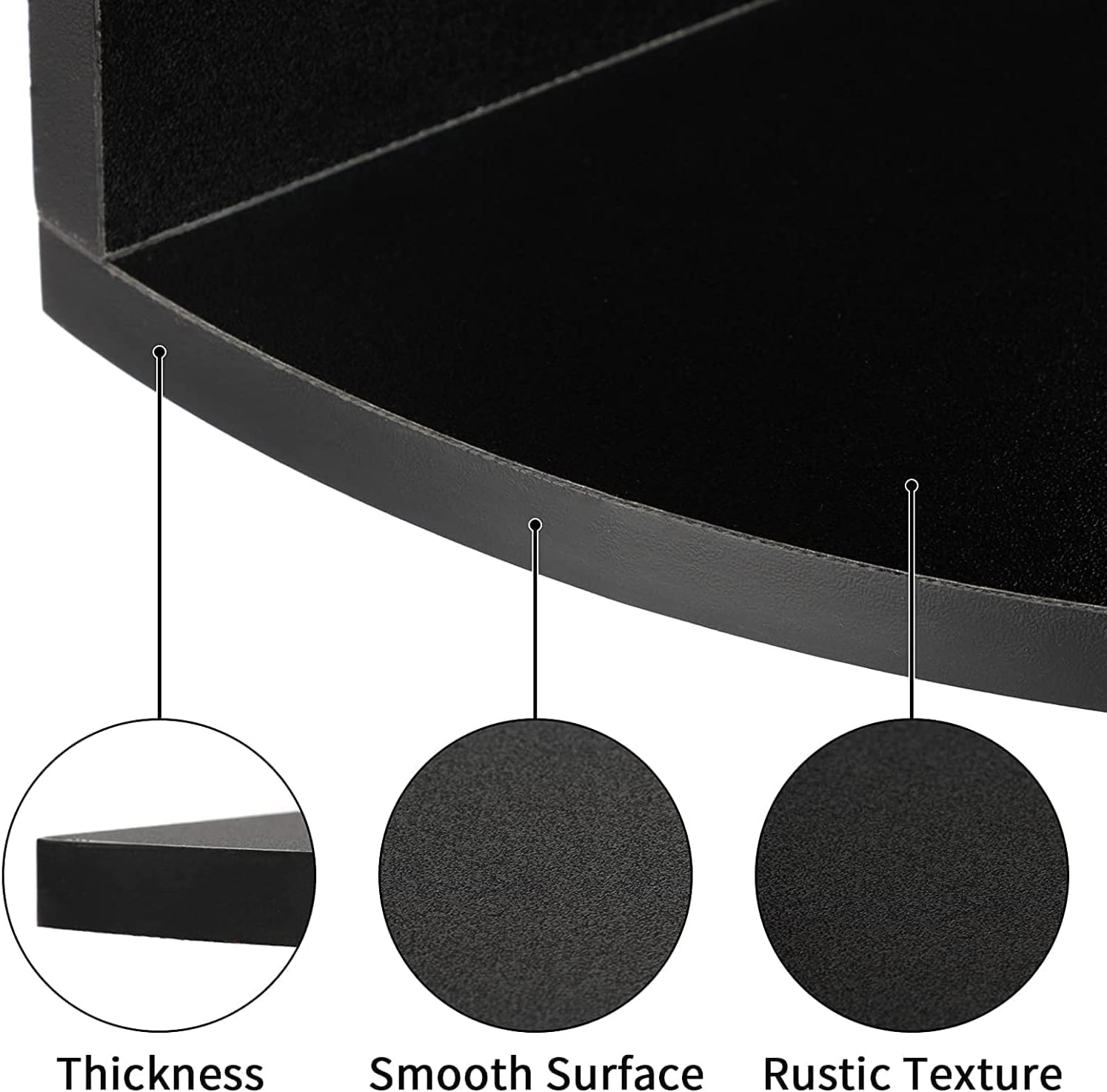 5-Tier PVC Wall-Mounted Corner Floating Bookshelf, Wall Storage Rack - 33-Inch L-Shaped Design Shelf, Suitable for Living Room, Bedroom, Bathroom, Home Office, Shelves (Black)