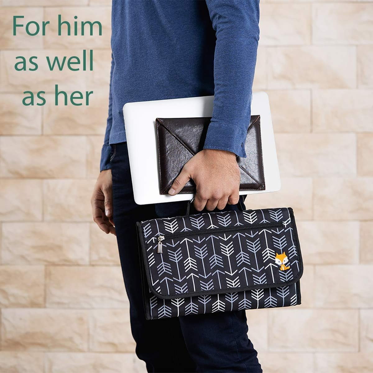 Lil Fox Portable Diaper Changing Pad by | Waterproof Portable Changing Pad for Moms, Dads and Babies | Use Just One Hand; Memory Foam Baby Head Pillow; Pockets for Diapers, Wipes and Creams - Blue Constellations image number 4