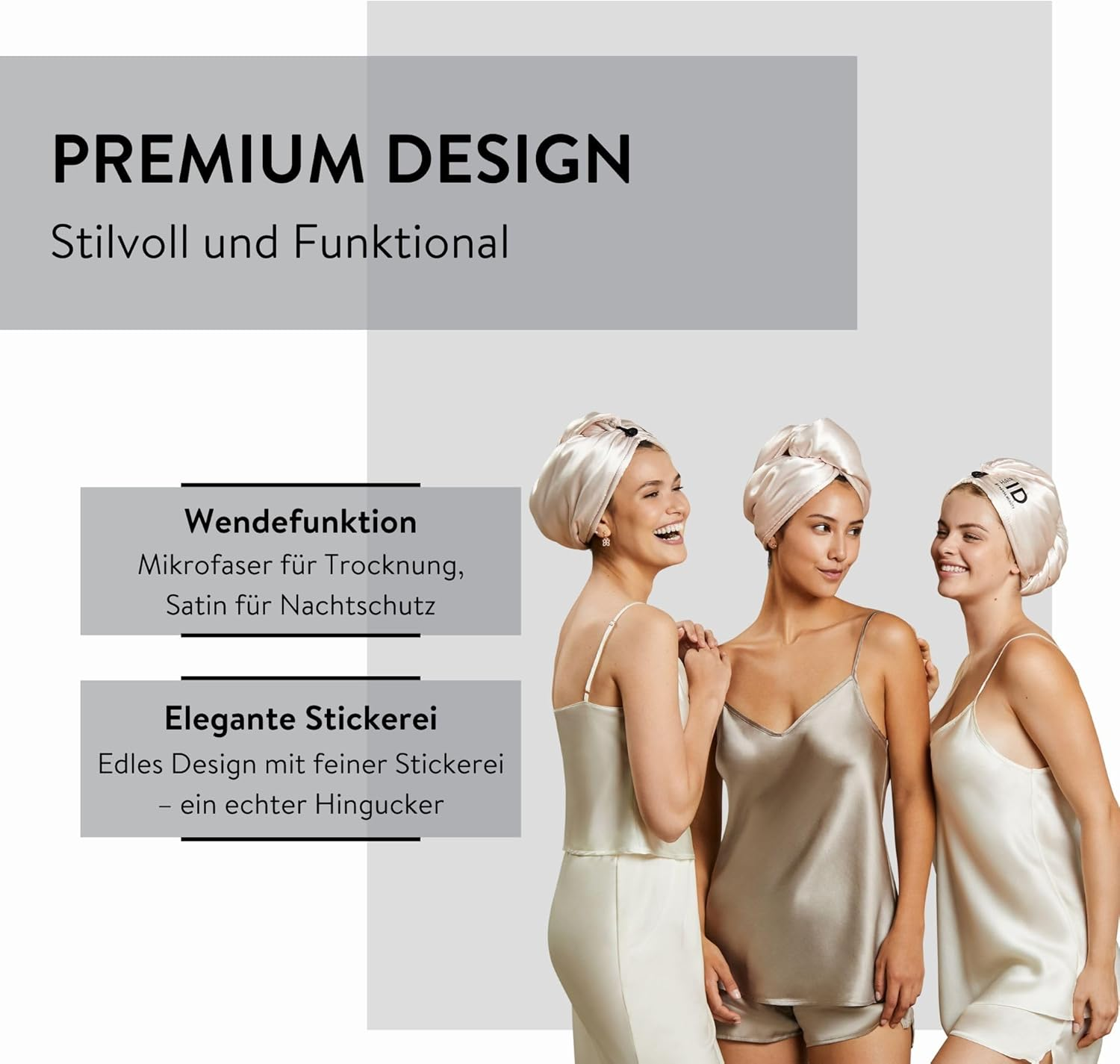 PARSA Beauty Hair ID 2-In-1 Hair Turban Anti-Frizz Turban Microfibre and Satin Hair Turban for Hair Drying and Hair Protection, Premium Reversible Function, Frizz Control, Hair Care for Day and Night image number 3