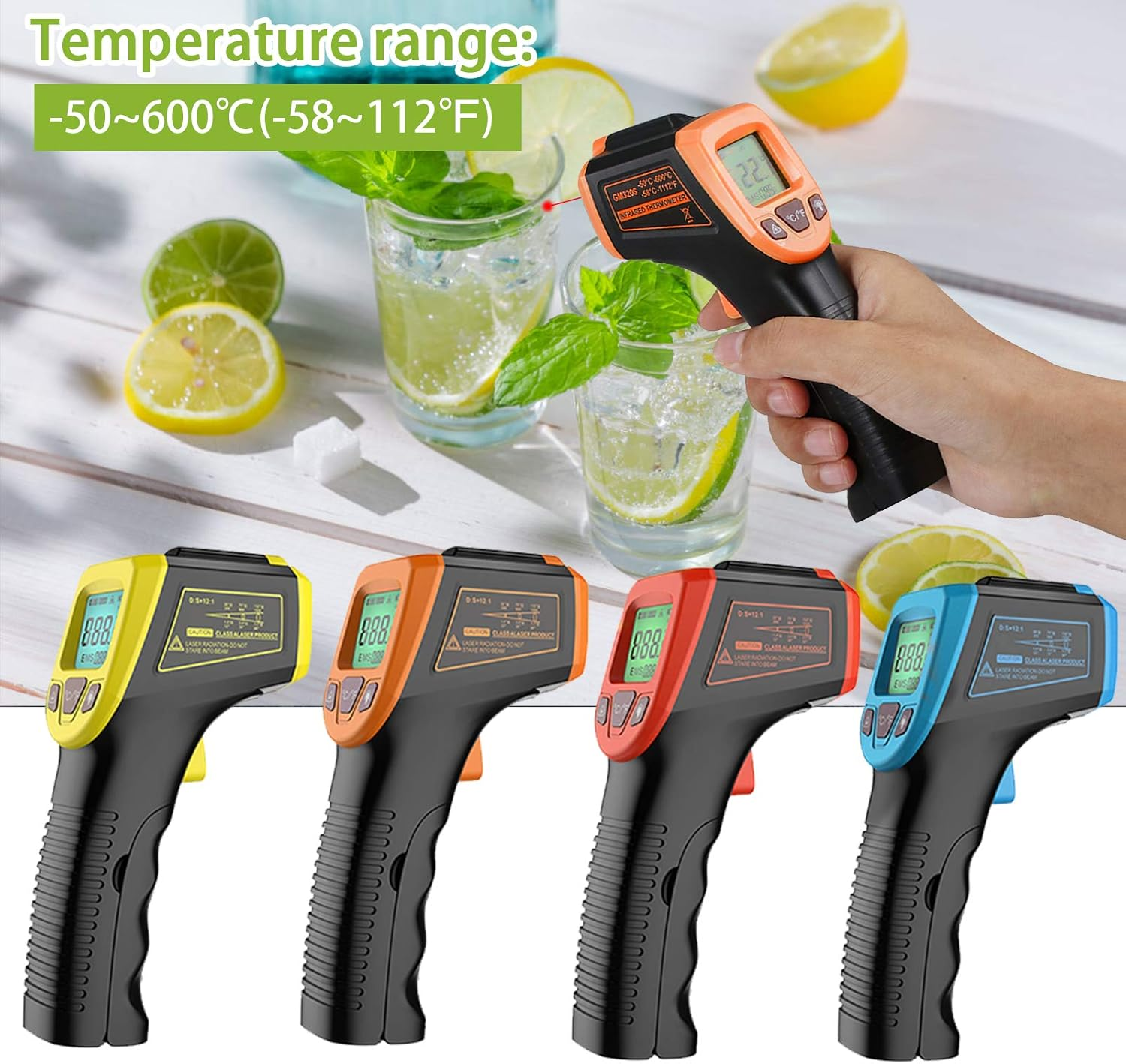 Leeofty Infrared Thermometer, Non-Contact Digital Temperature Gun -58&deg;F to 1112&deg;F (-50&deg;C to 600&deg;C) with LCD Display,Red - Red image number 4