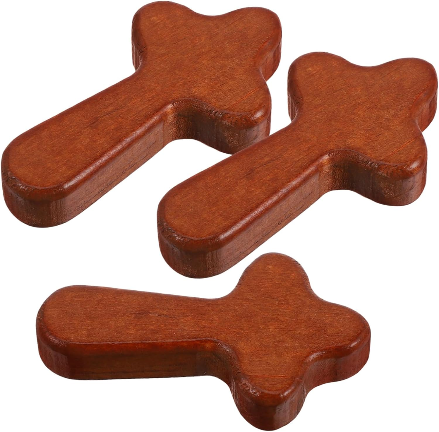 ZUNOXAZ 3Pcs Small Hand Held Wooden Jesus Crosses Prayer Crosses Pocket Cross for Christian Gifts image number 3