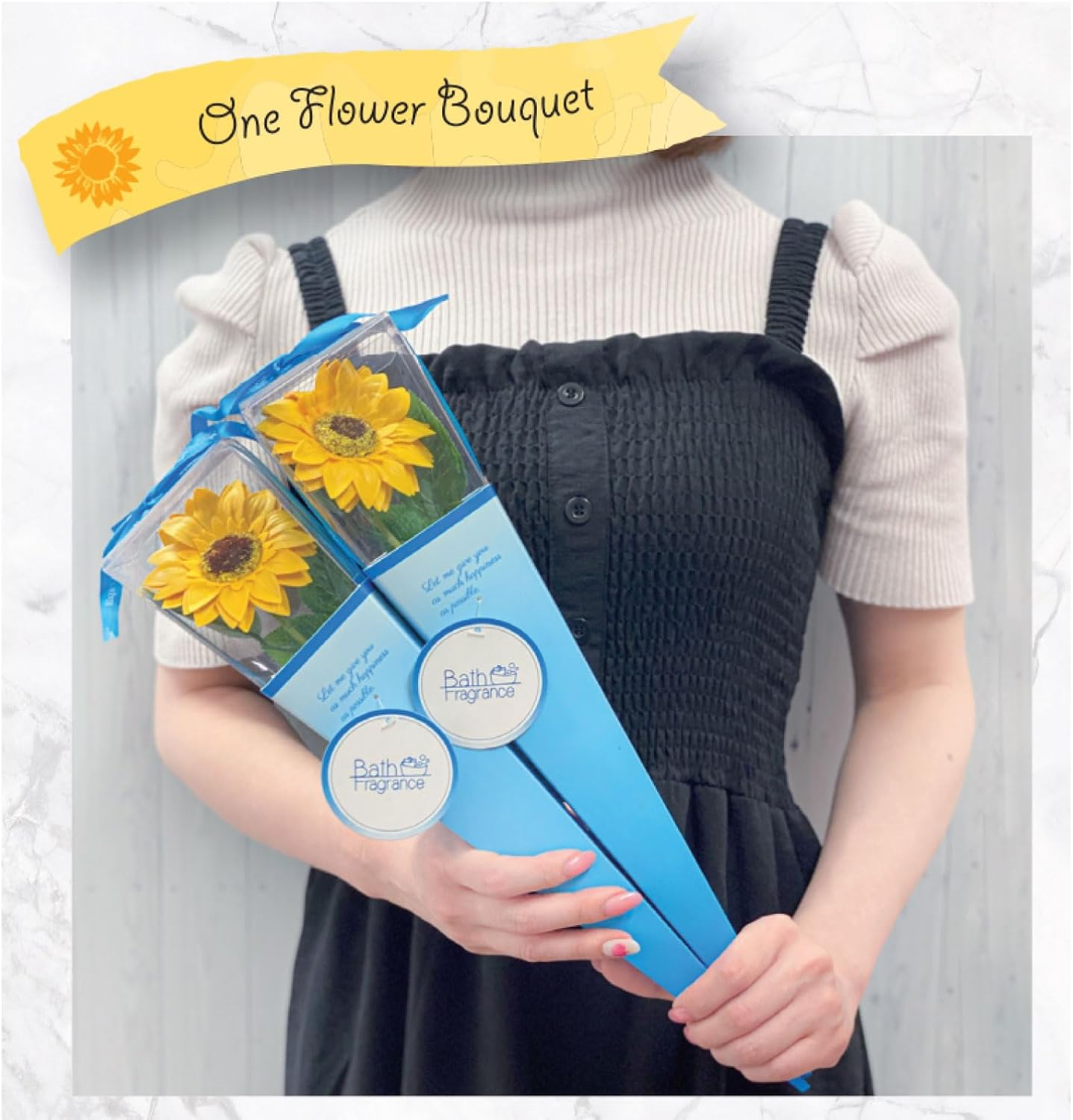 Q-FLA 769009 Soap Flower Bath Salt, Bath Salt, Sunflower, Kelly, Yellow, Mother'S Day Gift image number 4