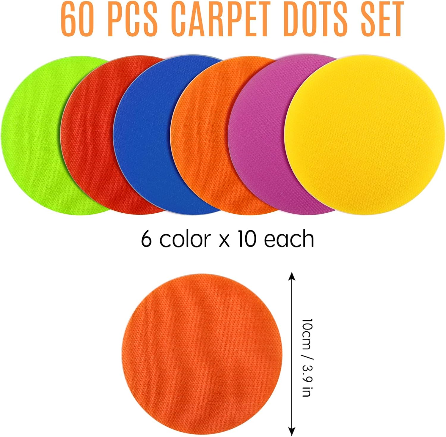 60 Pcs Carpet Sit Spots Dots Markers with Storage Bag for Classroom Circle Sitting, Multicolor Floor Dots Sit Sickers for Teacher Supplies Elementary School Kindergarten Decoration image number 5