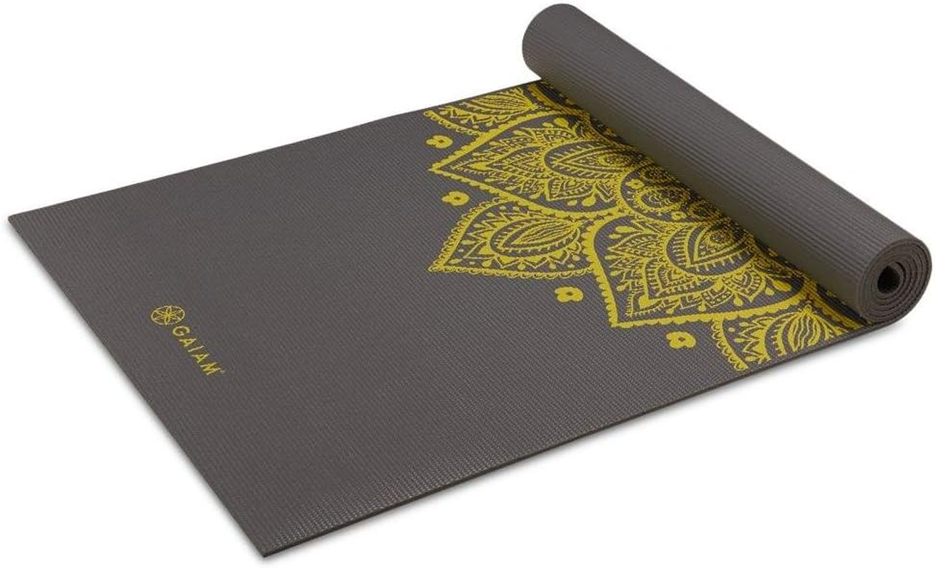Gaiam Yogamatte - Premium 6 Mm Bedruckt Extra Dick Rutschfest F&uuml;r Alle Arten Von Yoga, Pilates Und Boden-Workouts (L X B X T): 172 Cm X 61 Cm X 6 Mm