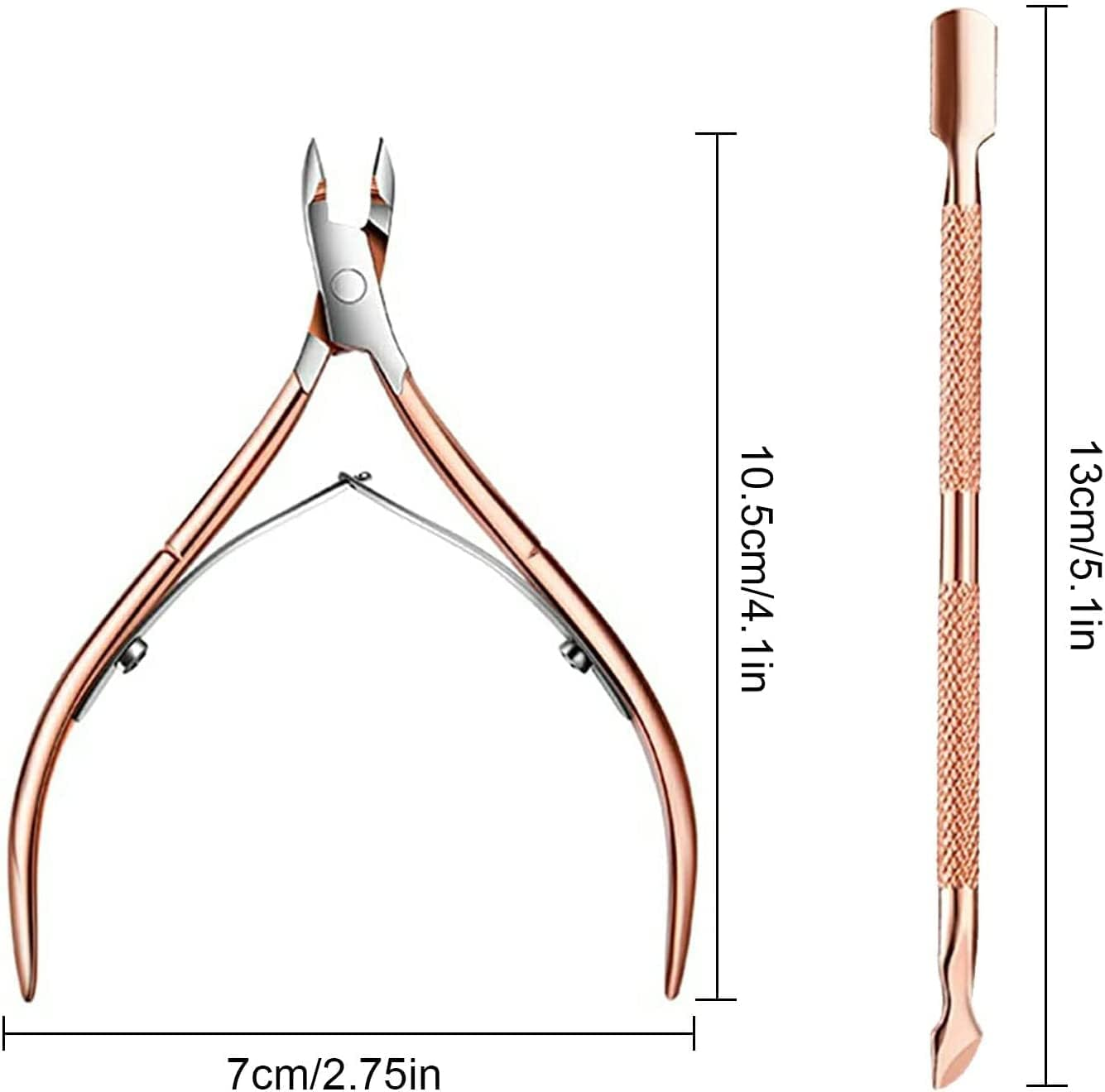 Cuticle Pusher Cuticle Cutter Remover Cuticle Trimmer Nipper Nail Clipper Sets Nail Care Kit Professional Stainless Steel Manicure Pedicure Tools (Rose Gold) image number 3