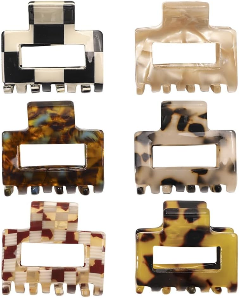 6PCS Acetate Hair Claw Clips, Small Claw Clips for Thin Thick Hair, Nonslip Leopard Print Hair Clips Styling Accessories for Women Girls image number 1