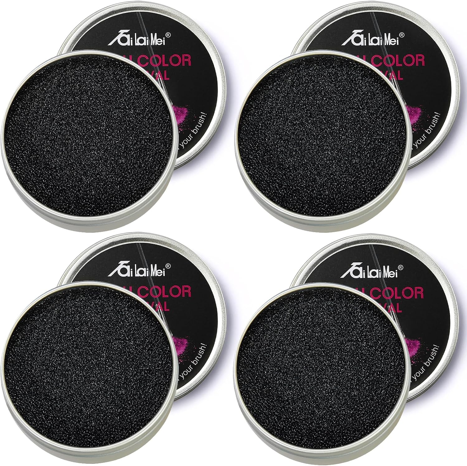 Tailaimei 4 Pack Color Removal Cleaner Sponge, Quickly & Easily Clean Makeup Brushes without Water or Chemical Solutions Eliminating Drying Time - Switch Eyeshadow Colored Immediately