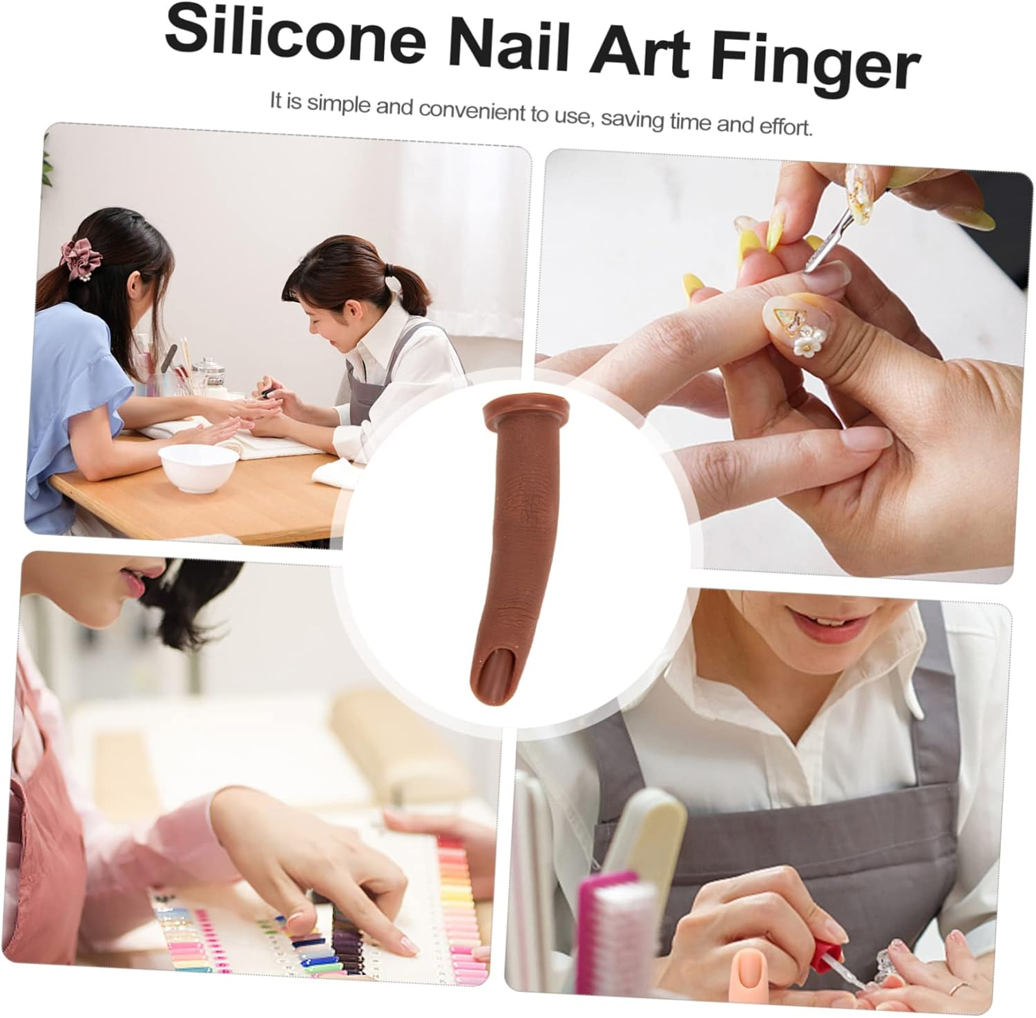 Healeved Nail Art Training Fake Finger to Practice Realistic Nail Practice Hand Sturdy Silicone Prosthetic - Brown image number 2