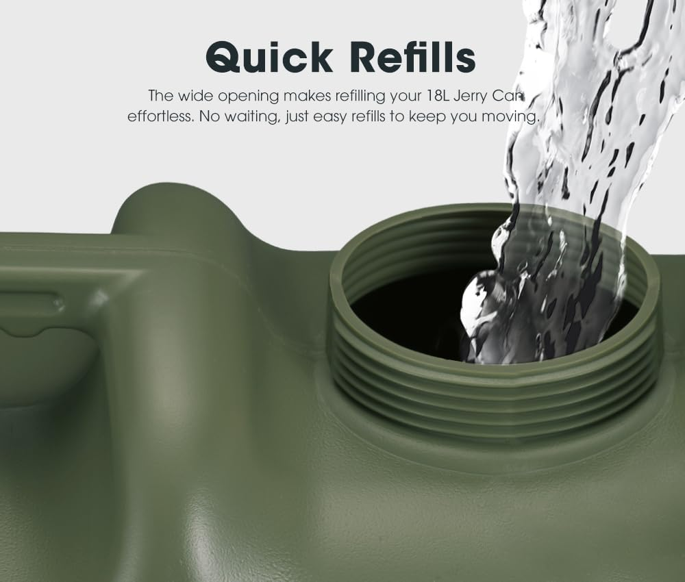 ZUNI 12L/18L/25L Water Container Jerry Can - Camping Storage Tank with Spigot, Food Grade HDPE, Adjustable Water Flow, Ergonomic Handle Outdoor Water Jug, Green image number 2