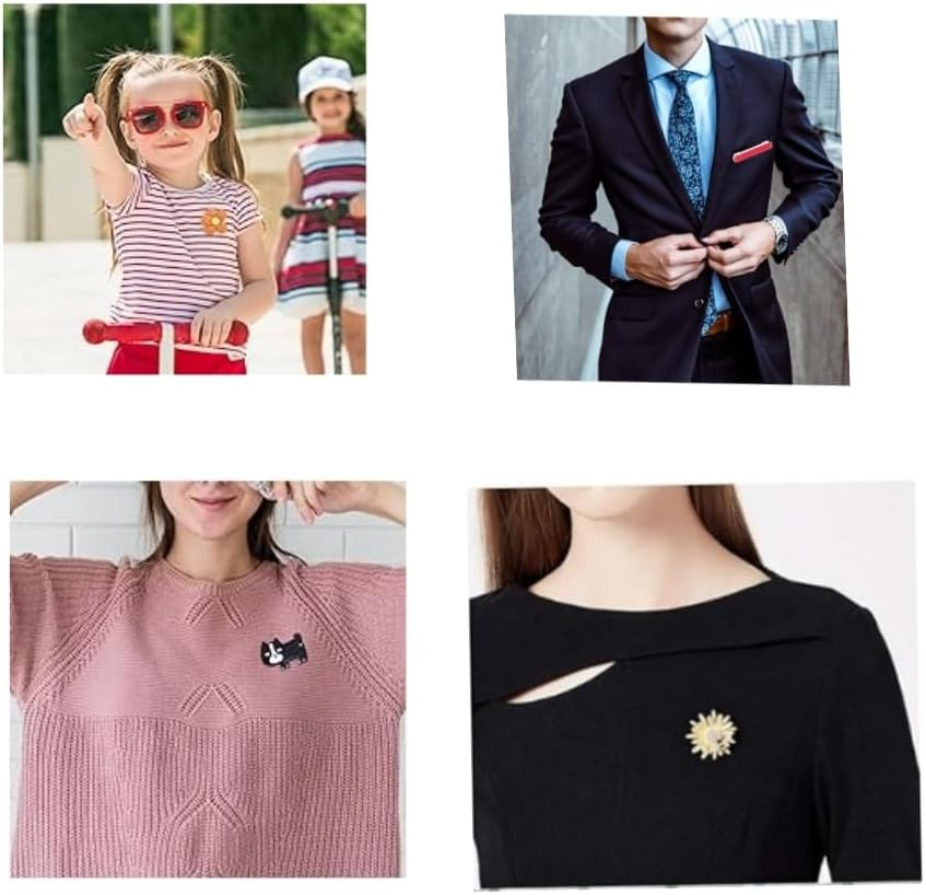 DACUAN Pin Backs Adhesive, Labels Binder Clips Pin Safety, 80Pcs Adhesive Broach Craft Tag Adhesive Name Badges Badge Pens Saftey Safety Bar Corsage Metal Mother Worker Id Card White image number 3