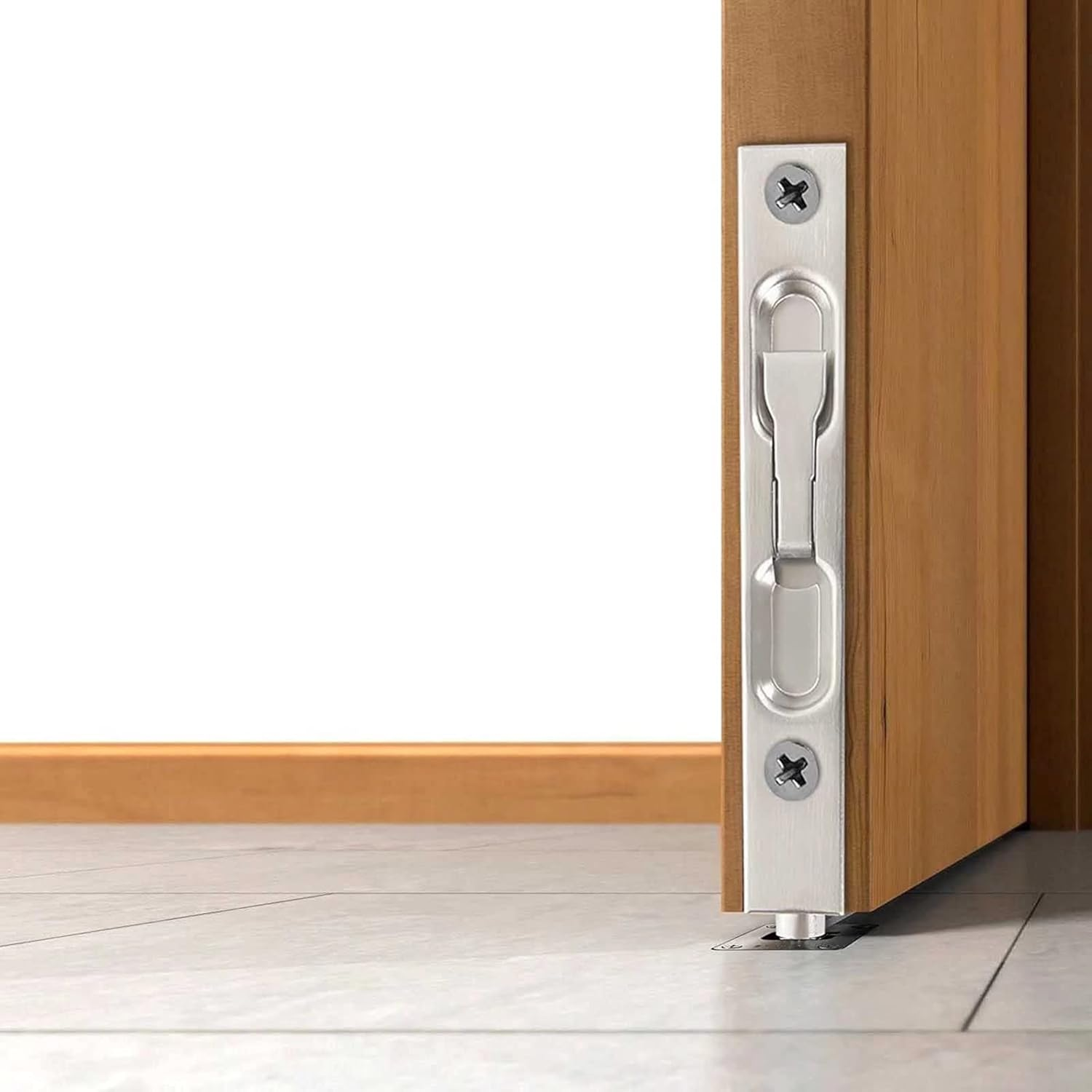 Flush Bolt 2 Pack Stainless Steel Flush Bolts 8 Inch Concealed Security Door Lock Slide Bolt Latch with Screws for Composite Doors French Doors Wood Doors Stainless Steel Door Double Doors -Silver image number 5